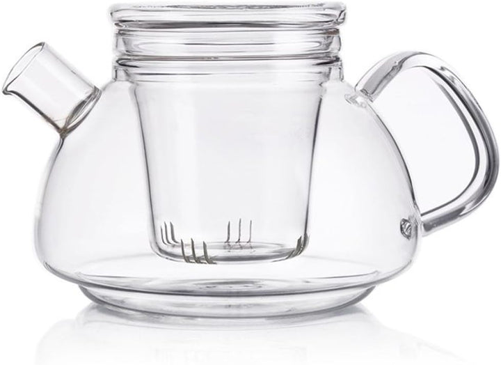 600ML Nordisch 3-in-1 Glas-Teekanne mit abnehmbarem Glas-Infuser mit grossem Ausguss Non-Drip Fussfr