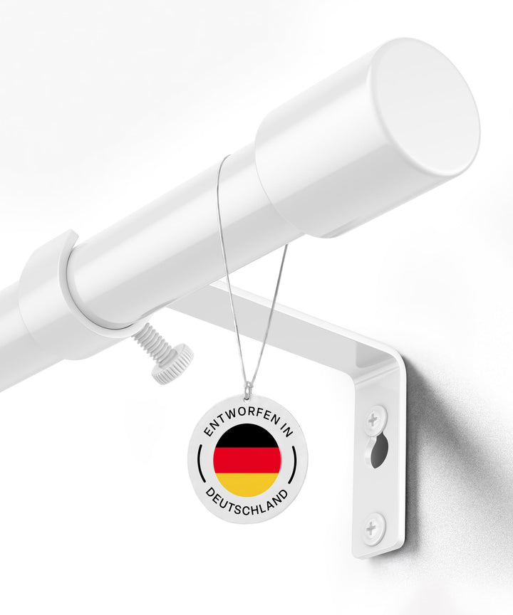 MEISENBERG Gardinenstange Ausziehbar Weiss, Wandmontage Set mit Halterungen Weiss 82-112 cm, Weiss 8