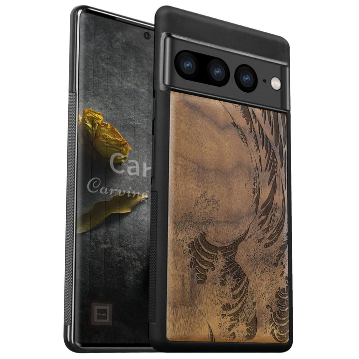 Carveit Handyhülle für Google Pixel 7 Pro Case [Holz und TPU Silikon Hybrid hülle] Stossfeste Stosss