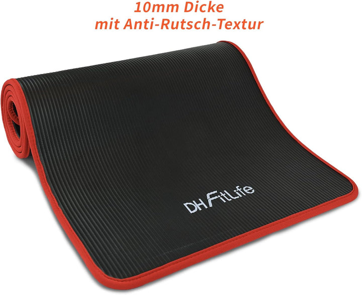 DH FitLife Trainingsmatte Fitnessmatte, Sportmatte 183 * 61 * 1 cm, Gymnastikmatte extra reissfest,
