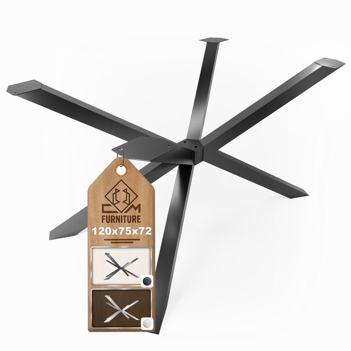CM Furniture - 1x Tischgestell Spider Form| Tischbeine Metall Schwarz - H72x B76 x L120 cm | Massive