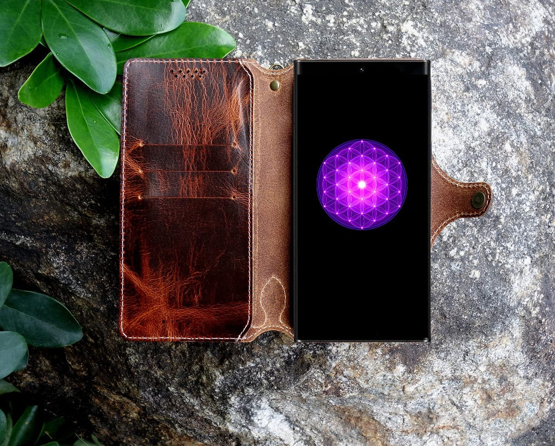 Yogurt Handyhülle für Samsung Galaxy S22 Ultra, Hülle Echtleder Case Ledertasche Lederhülle für Sams