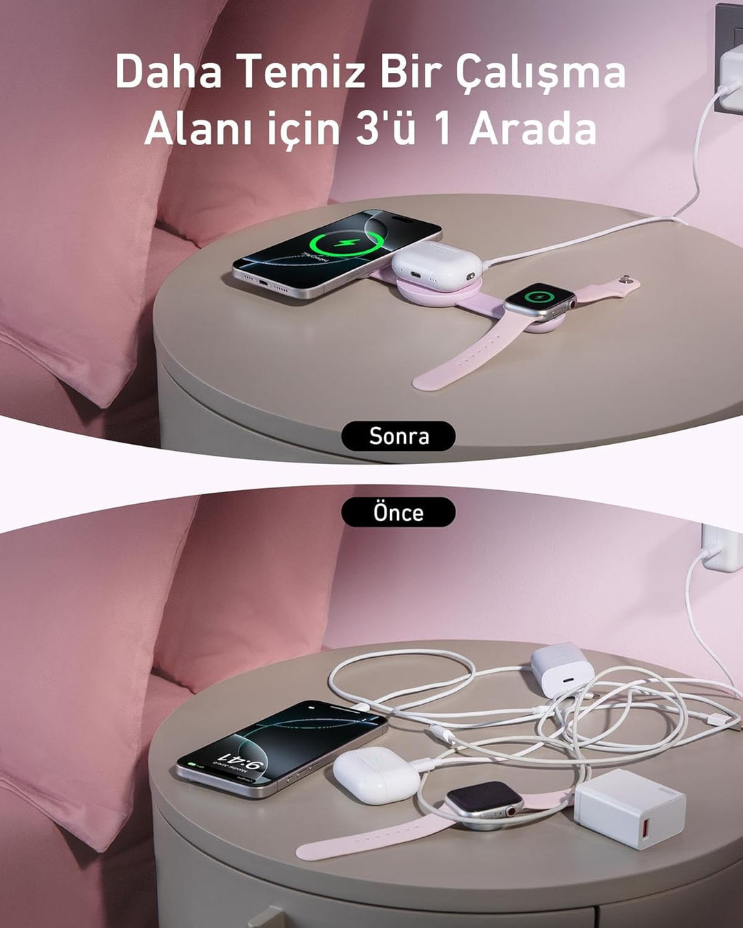 Anker MagGo 3in1 Wireless Folding Charger B25M8, Pink