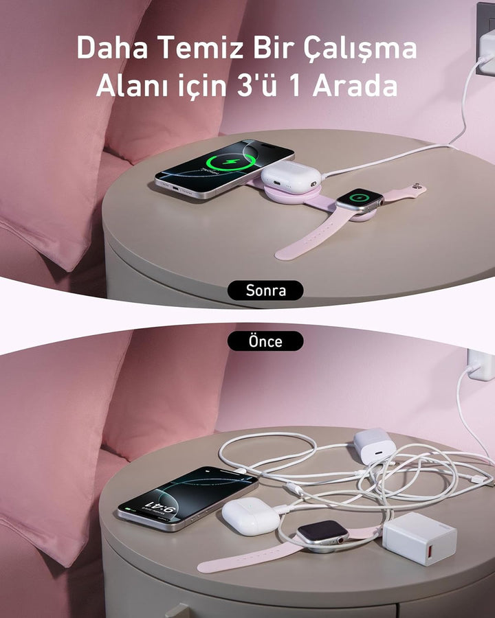 Anker MagGo 3in1 Wireless Folding Charger B25M8, Pink