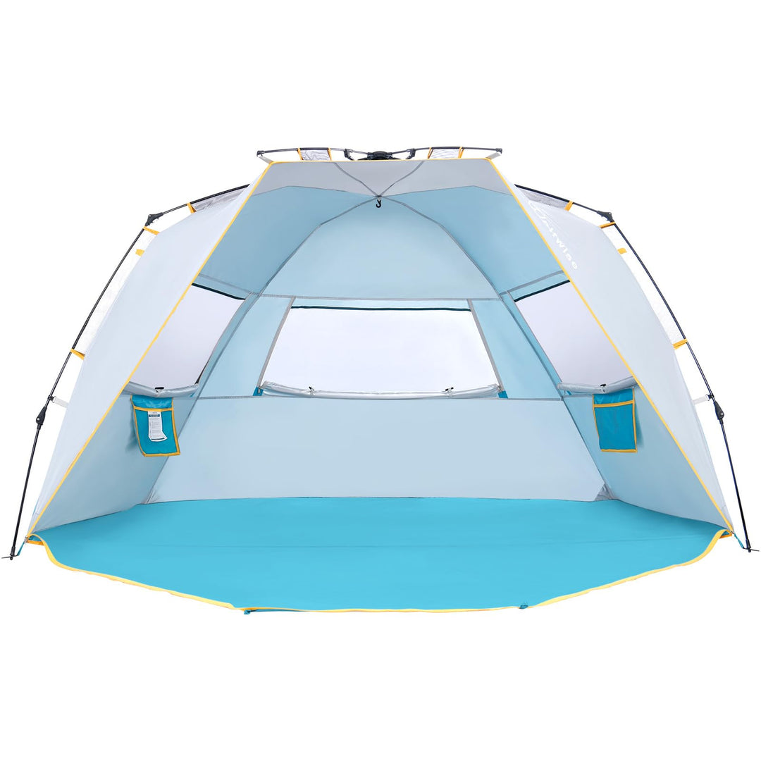 Wolfwise Strandmuschel mit Schnellaufbau für 6-7 Personen – UV-Schutz 50+, Wasserabweisend, Privater