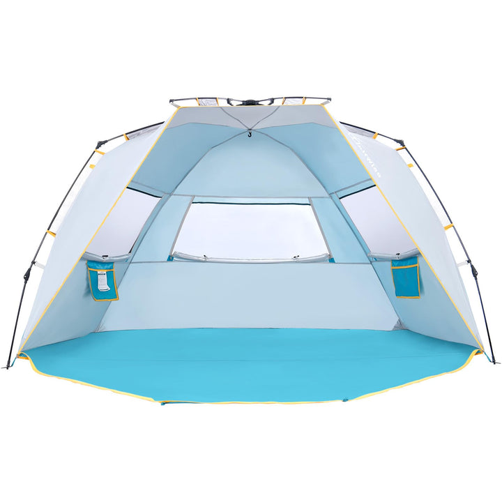 Wolfwise Strandmuschel mit Schnellaufbau für 6-7 Personen – UV-Schutz 50+, Wasserabweisend, Privater