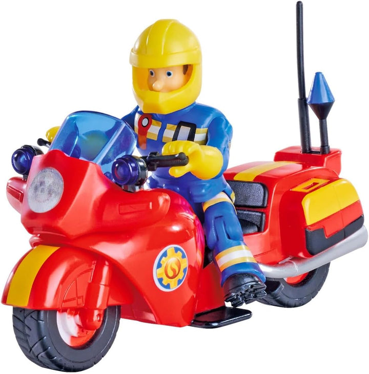 Simba Feuerwehrmann Sam Motorrad mit Figur – Einsatzfahrzeug mit beweglicher Sam Spielfigur, TV Seri