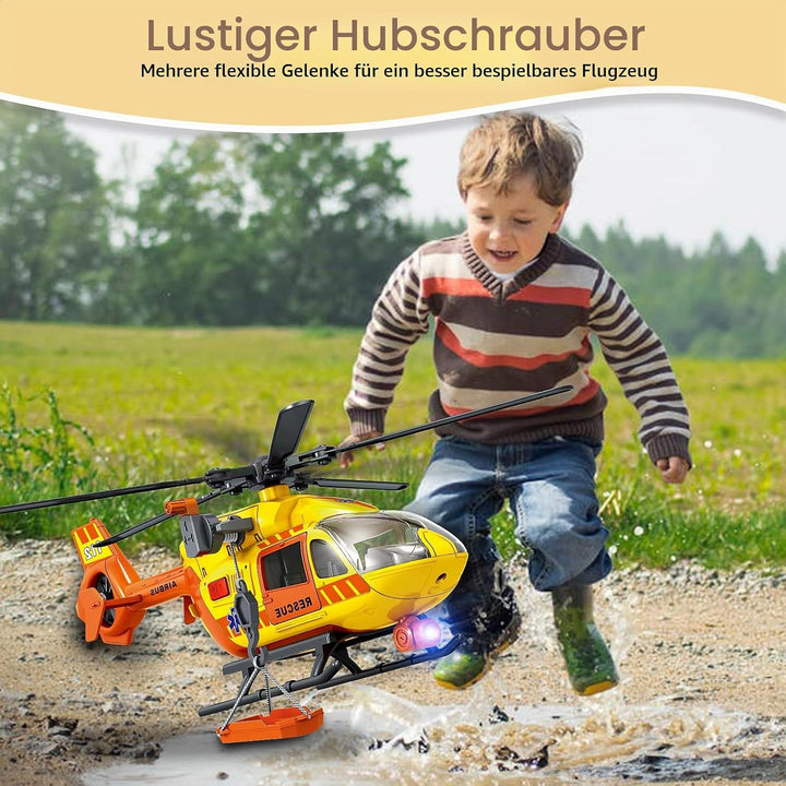 Grünes Militärspielzeug mit grossem Hubschrauber, Armeespielzeug mit Lichtern und Geräuschen, Geburt