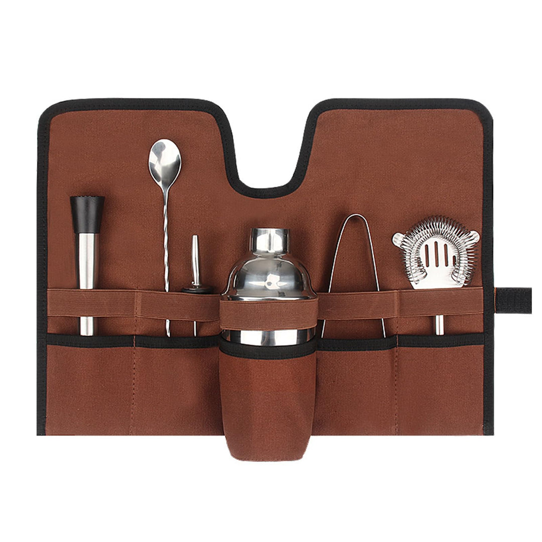 Buachois Barkeeper Werkzeugset Tasche Cocktail Set Tragetasche Faltbare Segeltuch Rolltasche mit Gur