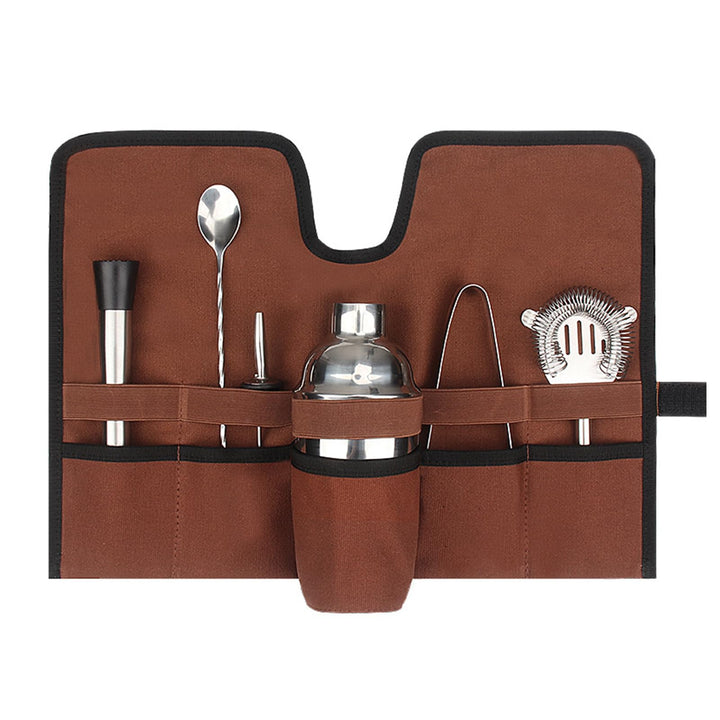 Buachois Barkeeper Werkzeugset Tasche Cocktail Set Tragetasche Faltbare Segeltuch Rolltasche mit Gur