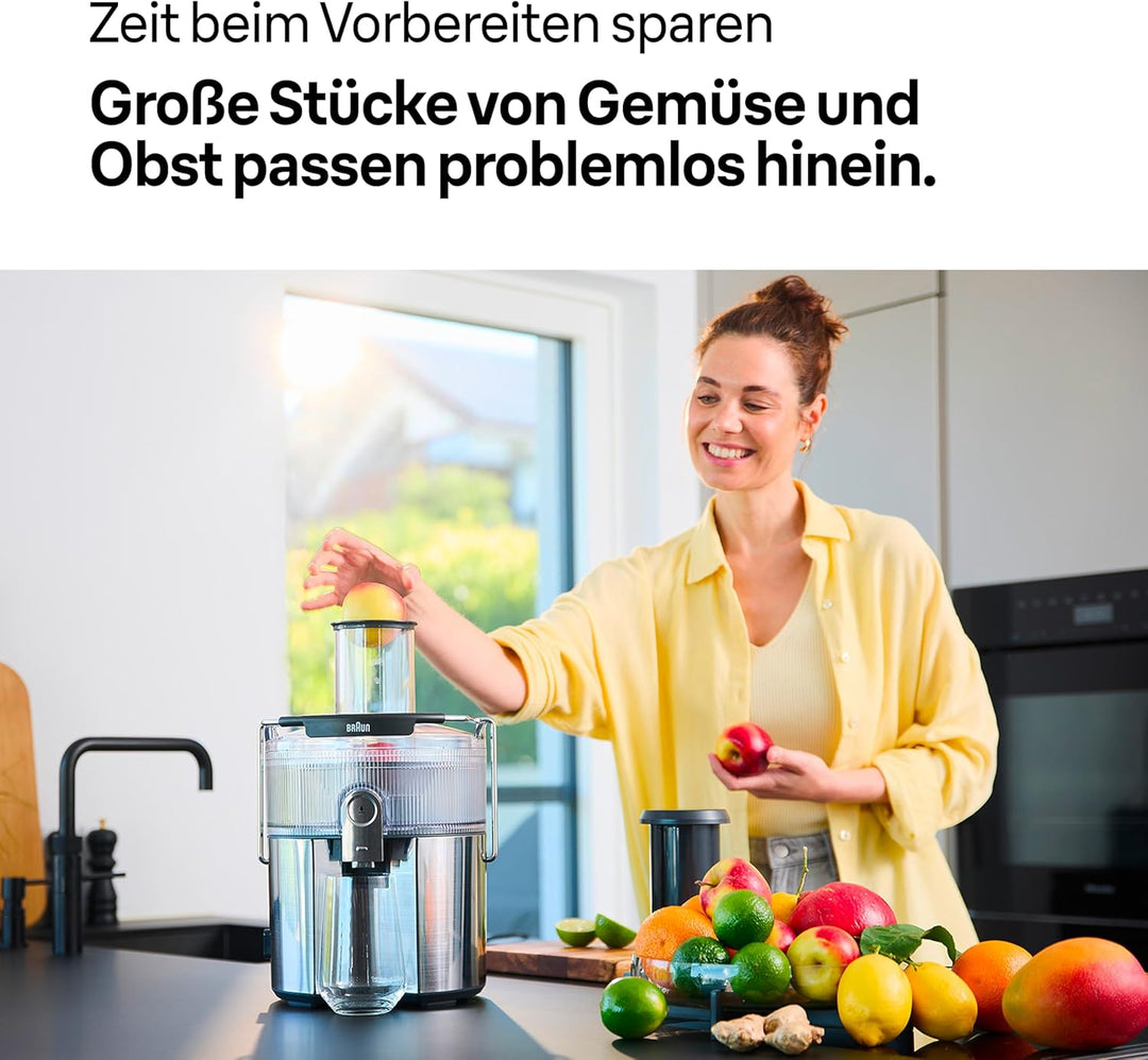 Braun MultiJuice 7 SJ700, Zentrifugalentsafter mit ColdXtract-Technologie, 75 mm Einfüllöffnung, 2L