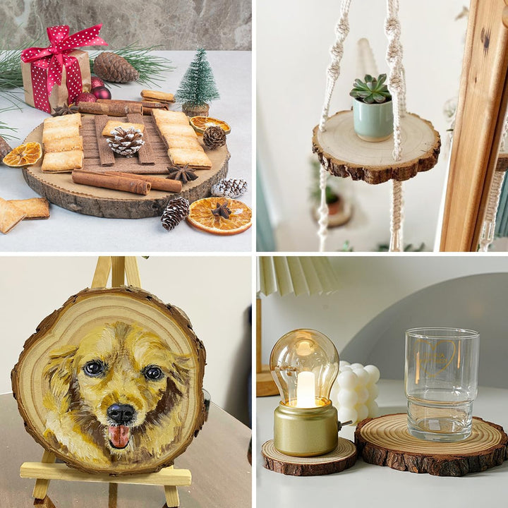 Philorn Holzscheiben 6 Stücke Runde Baumscheiben 16-17cm Holz Log Scheiben, Holzscheiben zum Basteln