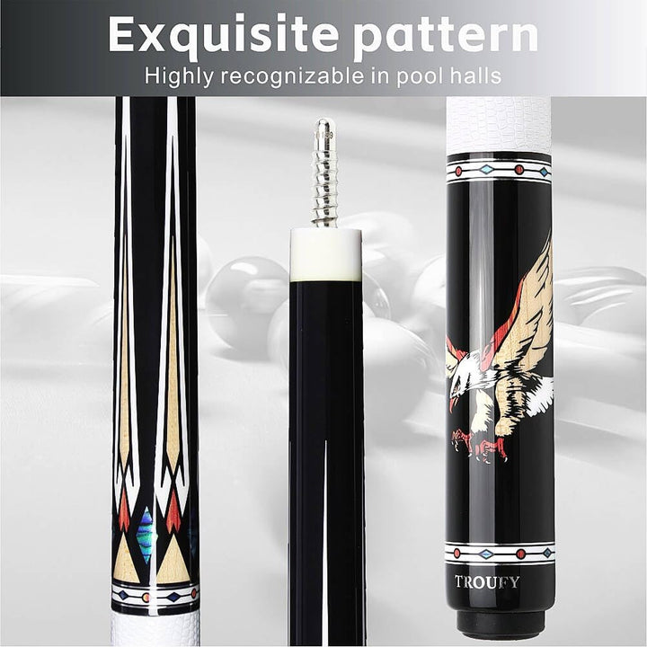 TROUFY Kohlefaser Pool Queue mit Koffer Kombination, Kohlefaser Billard Queue-Sticks Verlängerung 12