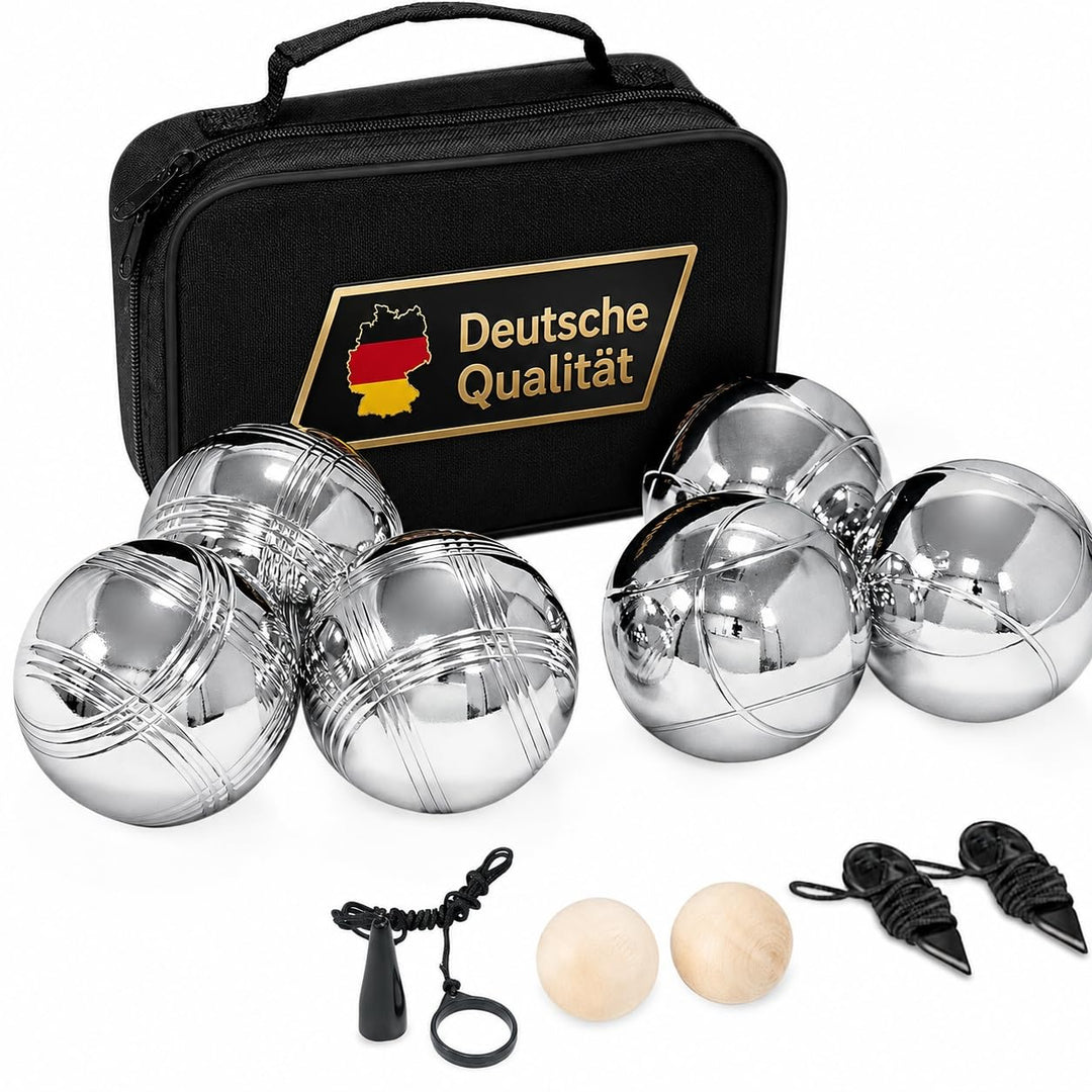 Boule Set 6 Kugeln Metall,Petanque &amp; Boccia Kugeln mit 2 Zielkugeln, Magnetischem Kugelheber, Abstan