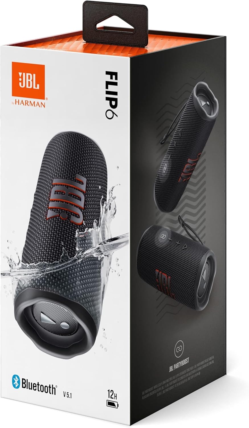 JBL Flip 6 Bluetooth Box in Schwarz – Wasserdichter, tragbarer Lautsprecher mit 2-Wege-Lautsprechers