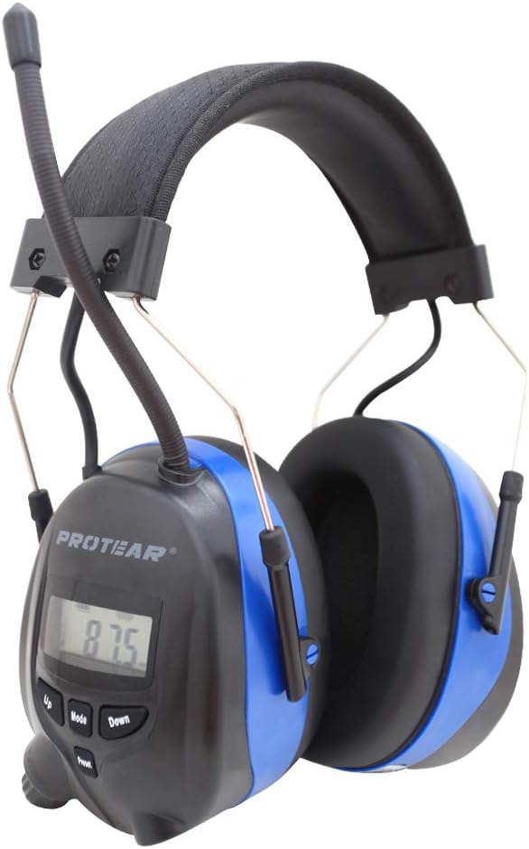 PROTEAR Gehörschutz mit Bluetooth und Radio FM/AM, eingebauter wiederaufladbarer Lithiumbatterie, Si