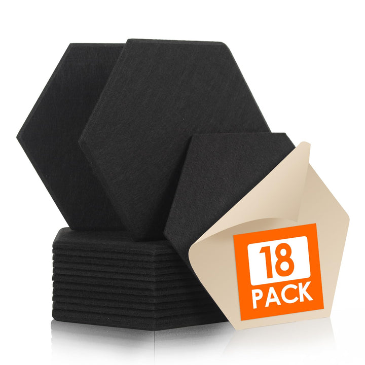 18 Stück Selbstklebend Akustik Panel,30x26x1cm Hexagon Akustik Absorber Schallschutzplatten Akustikp
