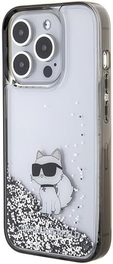 KARL LAGERFELD KLHCP15LLKCNSK Hülle für iPhone 15 Pro 6.1" transparent hardcase Liquid Glitter Choup