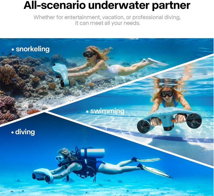 Asiwo Unterwasserscooter Tauchscooter Manta 2 mit Starker Schub,Seascooter mit mit Action Kamera Hal