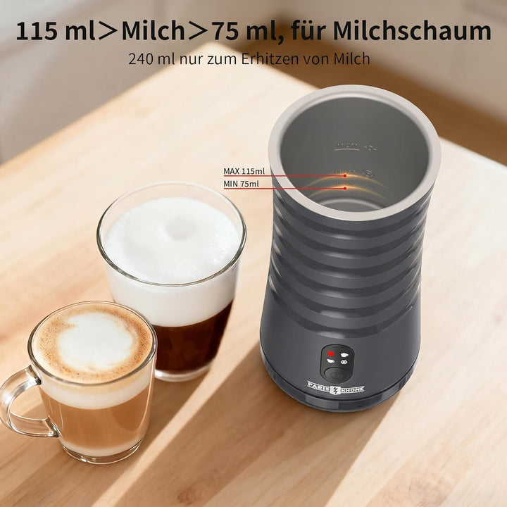 PARIS RHÔNE Milchaufschäumer Elektrischer, 4-in-1-Milchaufschäumer, Geeignet für Heissen und Kalten