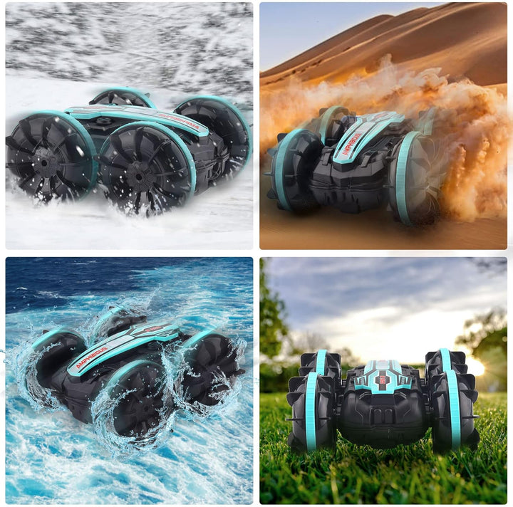 SIVQIKE 4WD Ferngesteuertes Auto,Gestensensor Wasserdicht RC Stunt Auto,Amphibienfahrzeug Mit 50m Fe