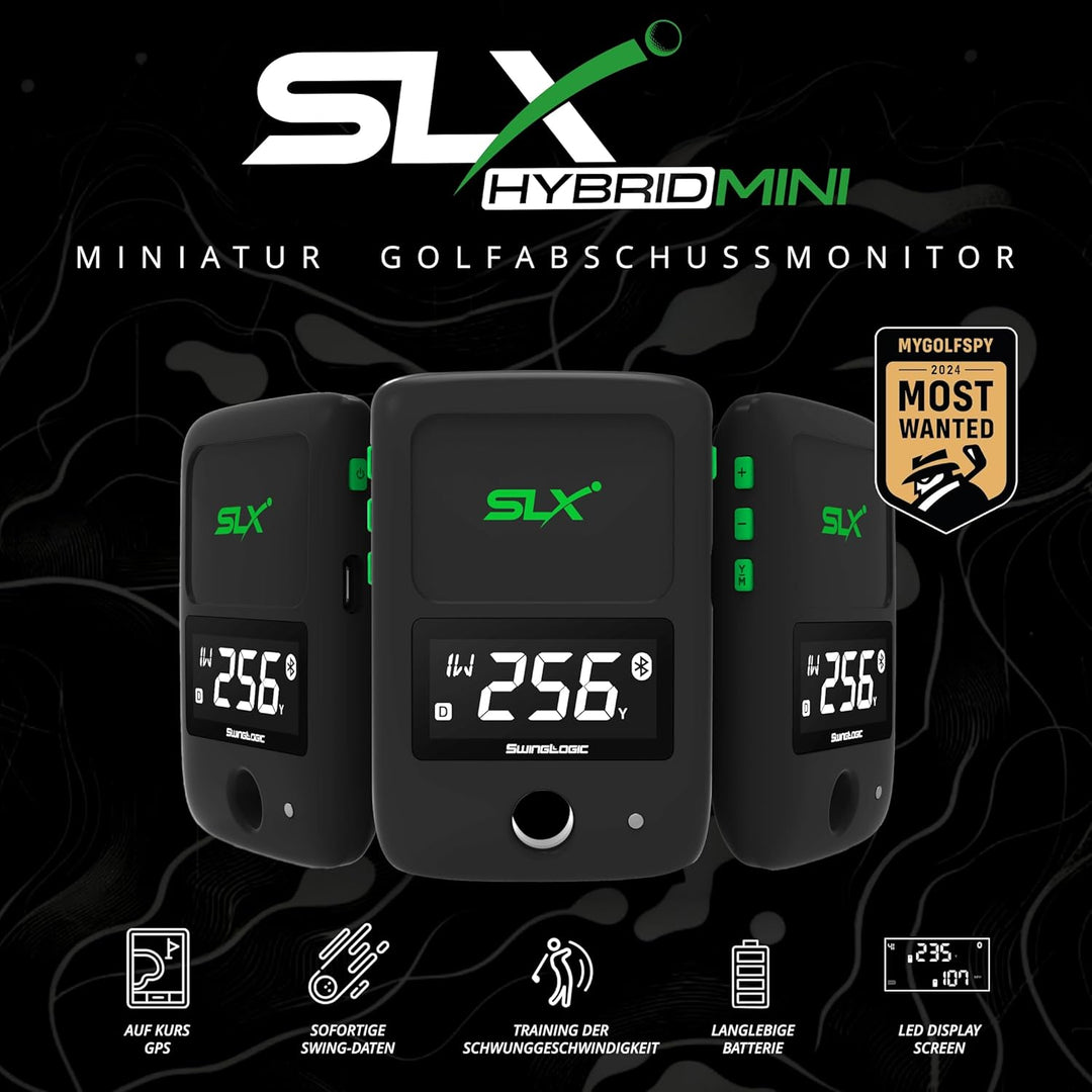 Second Chance Swing Logic SLX Hybrid Mini – Tragbarer Golf-Launch-Monitor mit Ball- & Schlägerdaten,