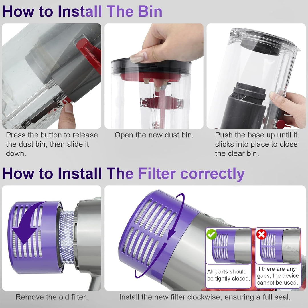 Staubbehälter für Dyson V10 SV12 SV12 SV13 SV27 Behälter Filter Ersatzteile Zubehör Staubsauger Auff