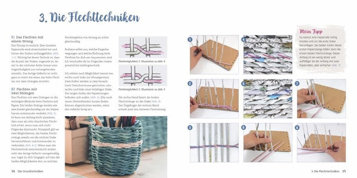 Paper Baskets. Körbe, Accessoires und Deko-Ideen aus Altpapier. Korbflechten mit detaillierten Anlei