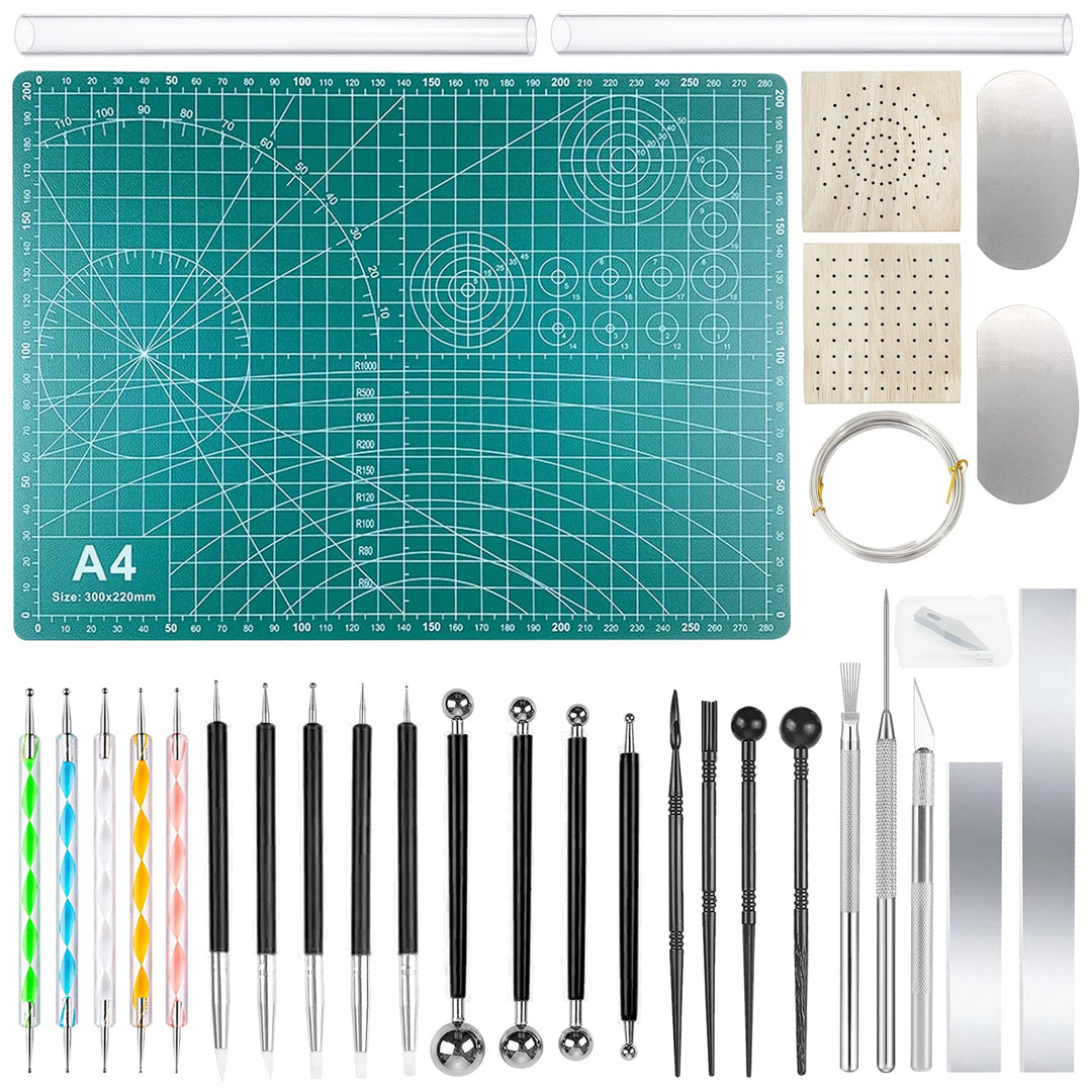 Polymer Clay Tools Set, Acryl Tonrollen, Acrylplatte, Schneidematte, Runde Polymer Clay Ausstecher m