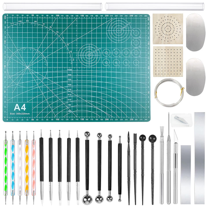 Polymer Clay Tools Set, Acryl Tonrollen, Acrylplatte, Schneidematte, Runde Polymer Clay Ausstecher m