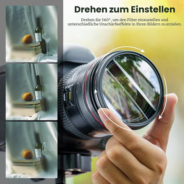 NEEWER 67mm Mittelfeld Geteilte Dioptrien Effektfilter, Kamera Linearprisma K9 optischer Glasfilter