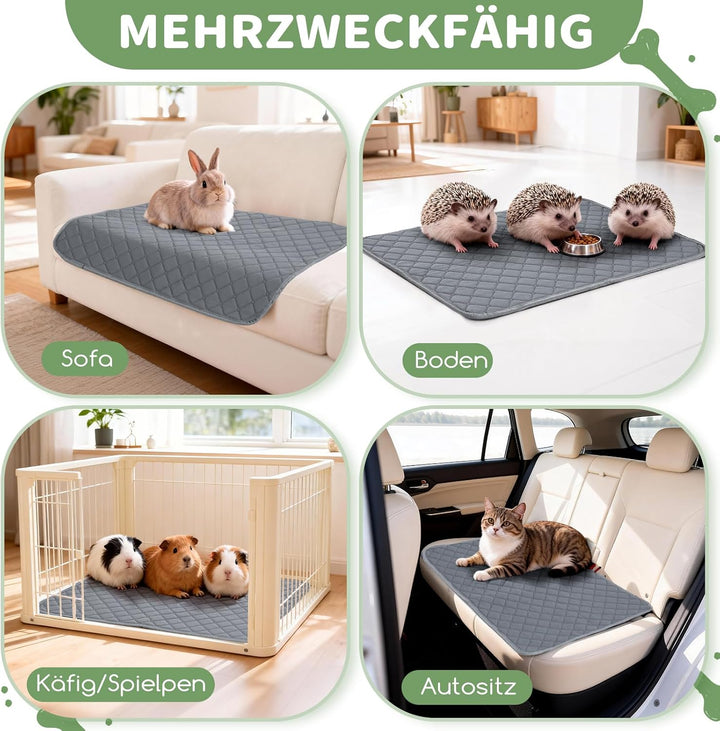 Welpenunterlagen Waschbar, 2 Stück 45x60cm Wiederverwendbare PIPI Matten Für Hunde, Super Saugfähig