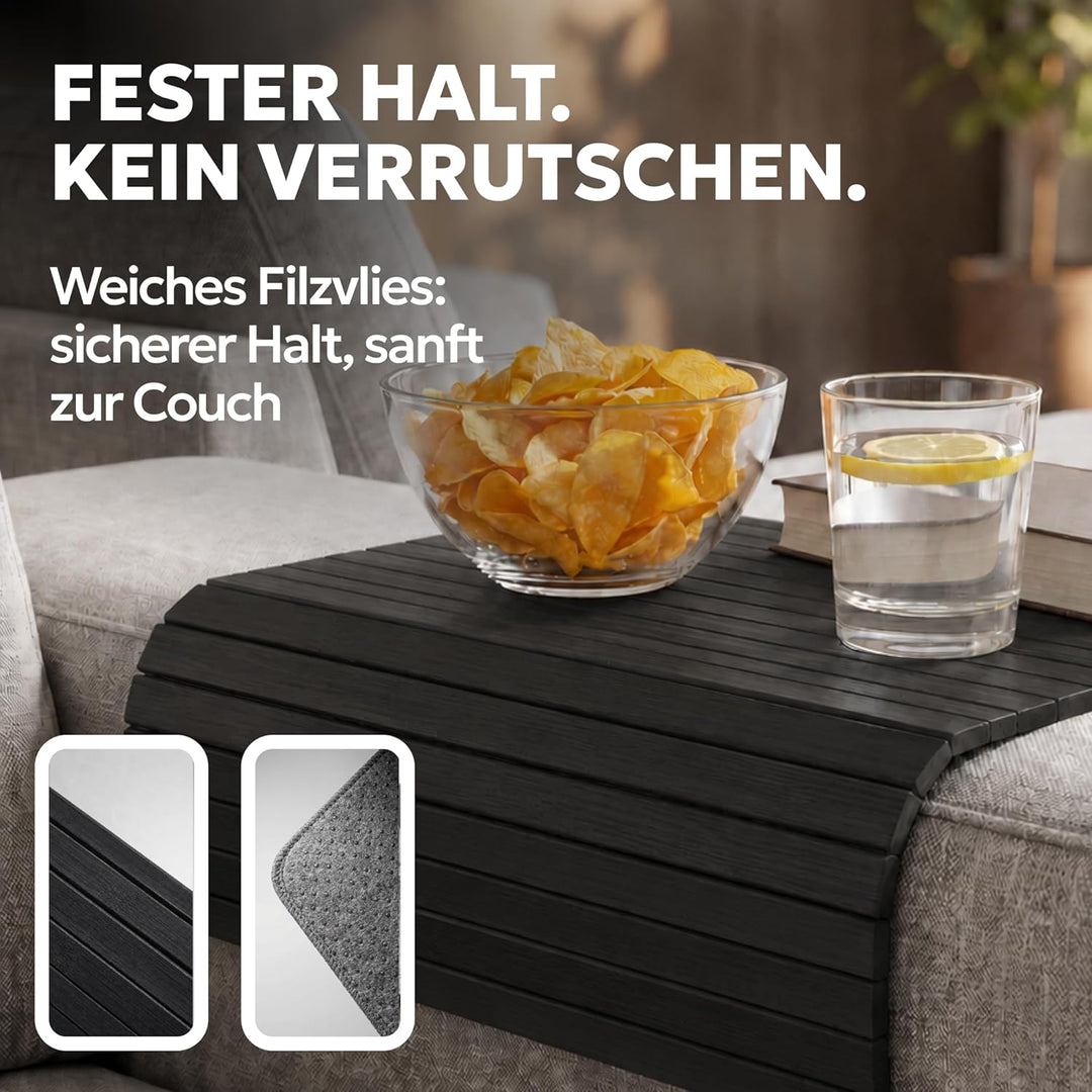 BAM BOO BOX Sofatablett aus Bambus - Couch Tablett flexibel - Sofatablett Armlehne - Sofa Tablett Ho