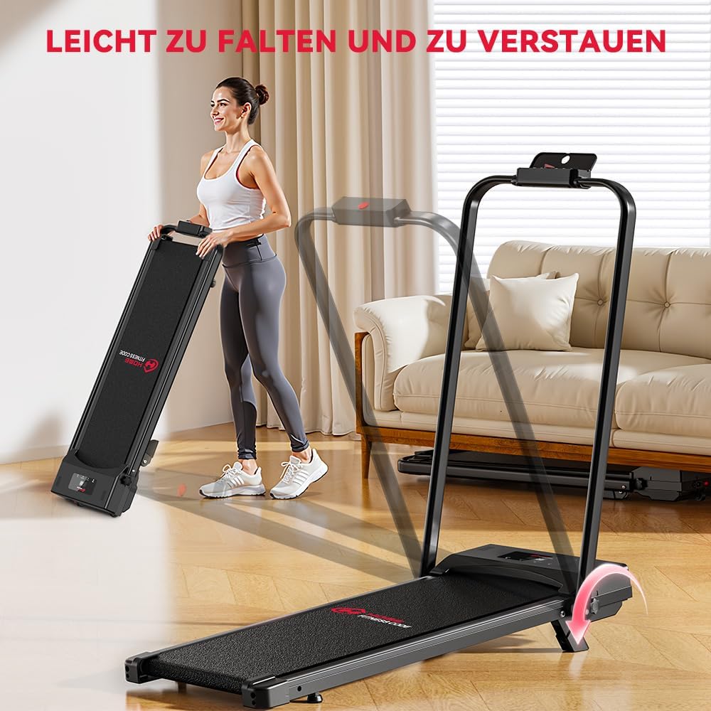 HomeFitnessCode Laufband Klappbar mit Neigung - Walking Pad für Zuhause Klein Laufpad mit Steigung W