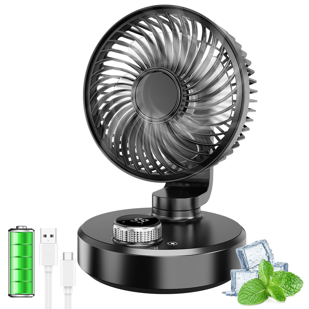 ITJMRJP Tischventilator USB Ventilator Leise 6000mAh Akku Ventilator Kleiner Mini Ventilator Klein D
