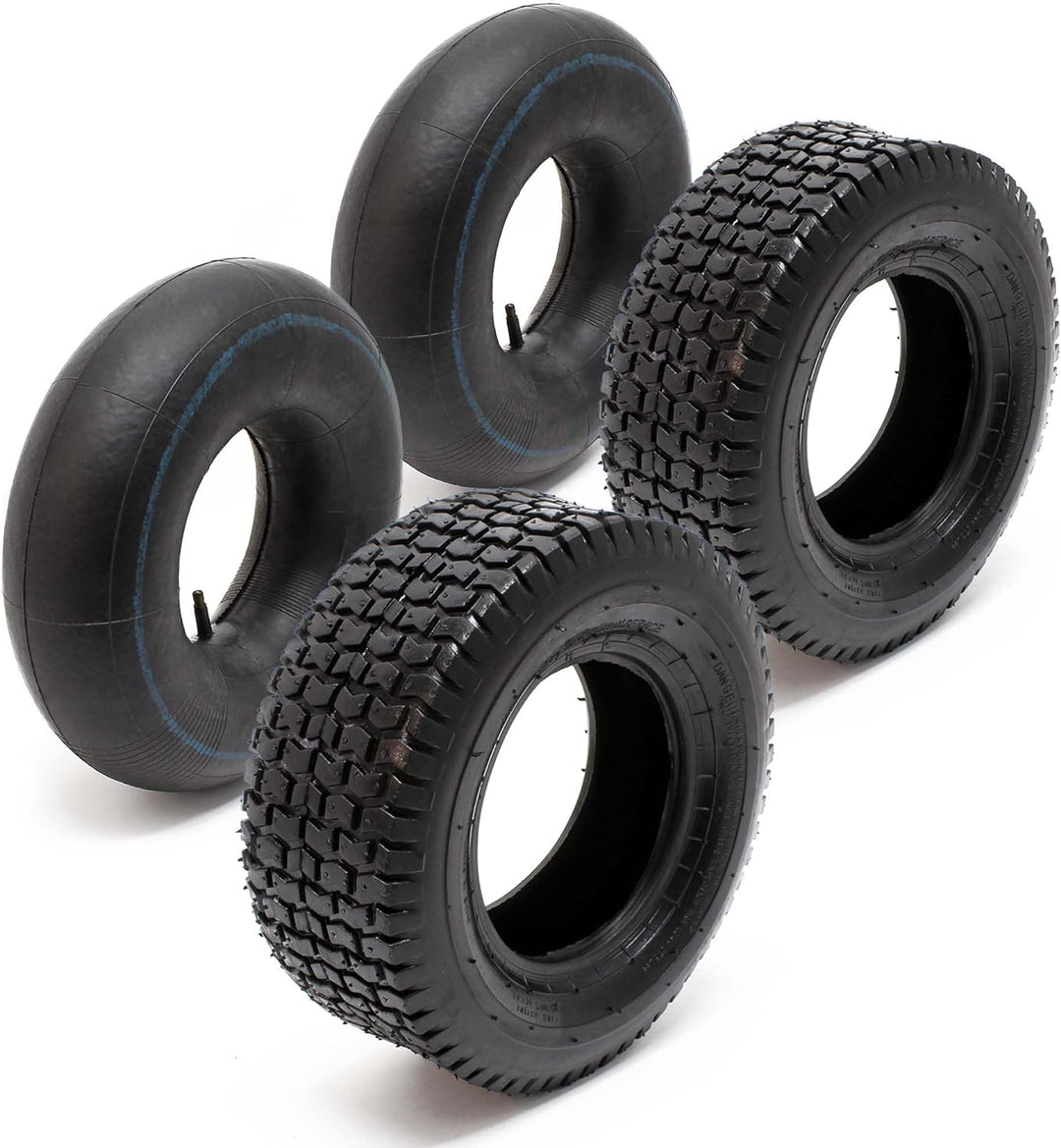 2xReifenmantel 2xSchlauch für Aufsitzmäher/Rasentraktor 15x6.00-6 4PR Gerades Ventil