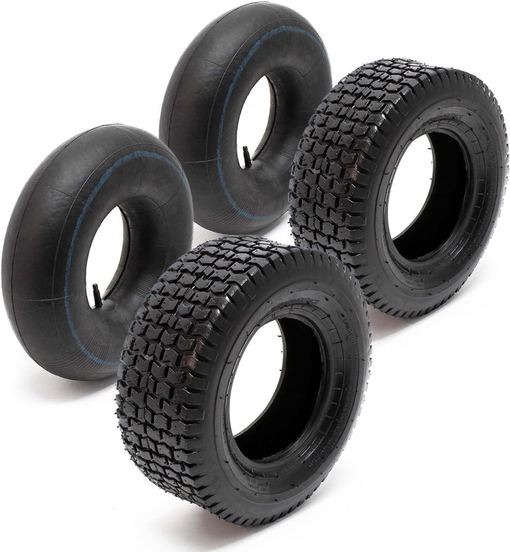 2xReifenmantel 2xSchlauch für Aufsitzmäher/Rasentraktor 15x6.00-6 4PR Gerades Ventil