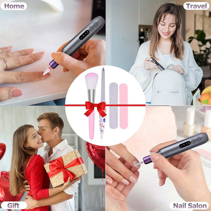 Nagelfräser Elektrische für Gelnägel Kabellos Maniküre Pediküre Set Nagelfeile Elektrisch USB Wieder