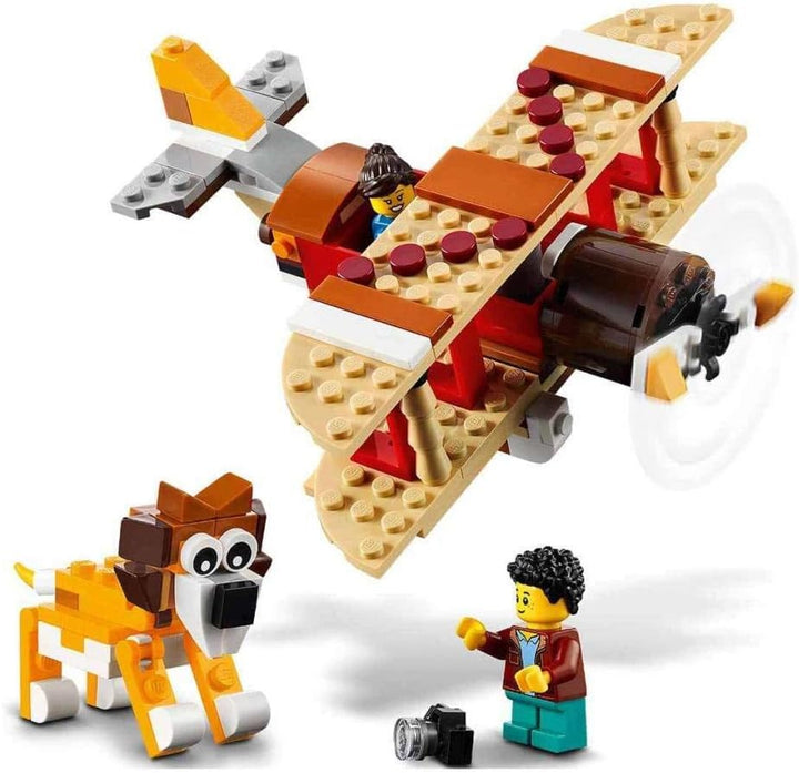 LEGO 31116 Creator 3-in-1 Safari-Baumhaus - Katamaran - Flugzeug Spielzeug, Set mit Giraffe und Löwe