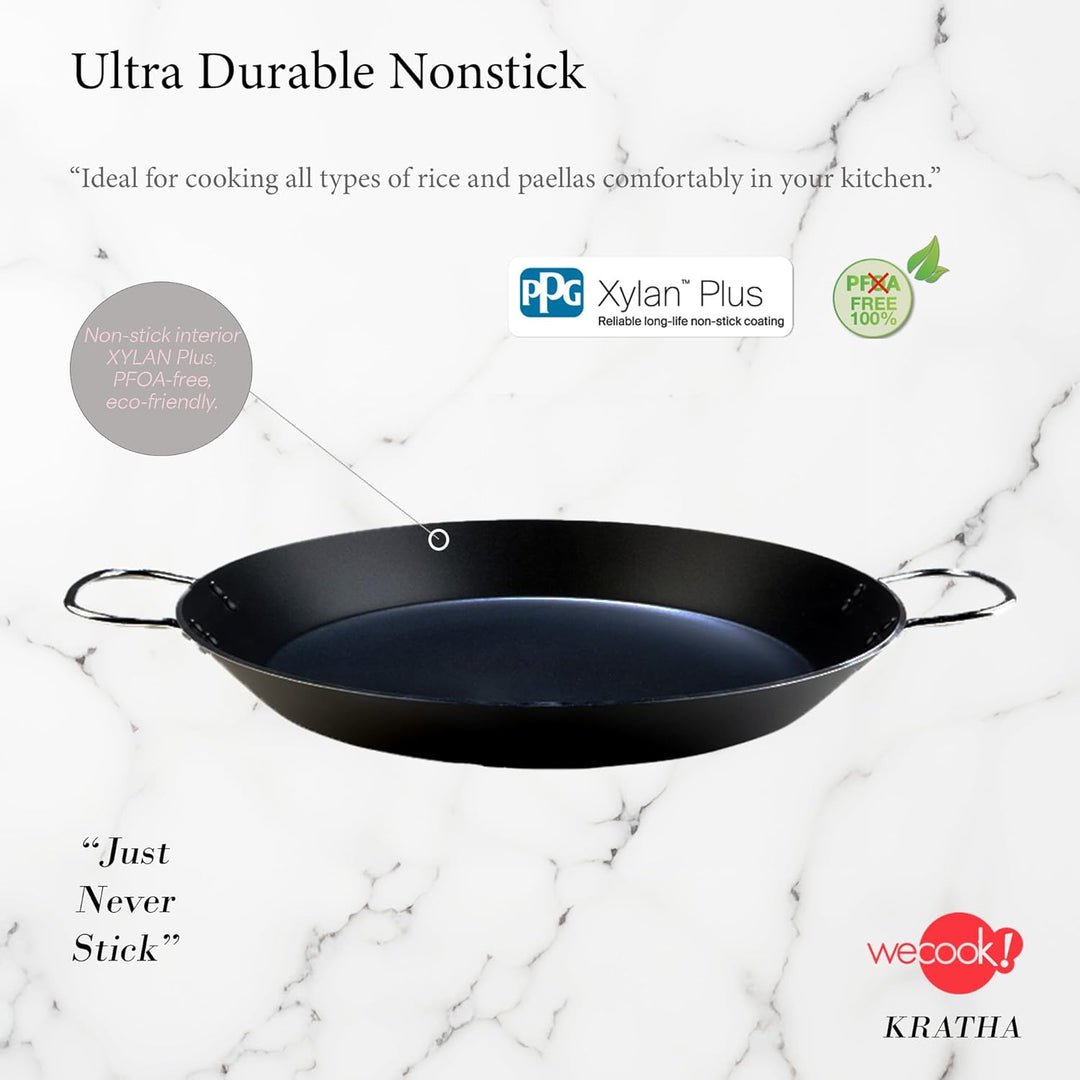 WECOOK! Kratha Paella-Pfanne Induction, 42 cm, 10 Portionen, Antihaftbeschichtung XYLAN PLUS, Ökolog