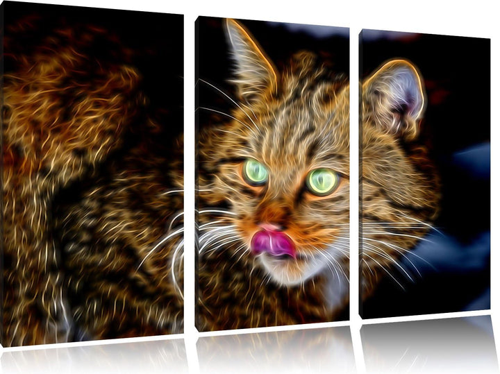 Dark schöne Manul in Schneelandschaft Spezial 3-Teiler Leinwandbild 120x80 Bild auf Leinwand, XXL ri
