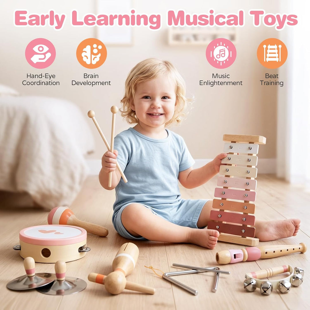 Musikinstrumente Kinder ab 3 Jahre Xylophon Trommel Schlagzeug Kinderspielzeug Musikinstrumente Spie