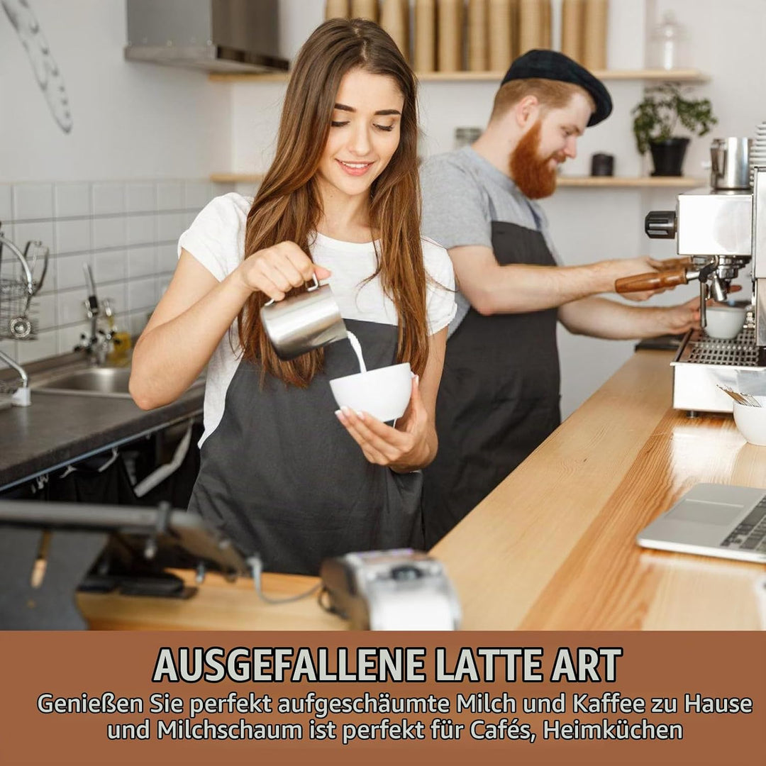 2 Stück Milchkännchen Edelstahl, Milchkanne Edelstahl 350ml &amp; 600ml, Milchaufschäumer Kanne, Milchkä
