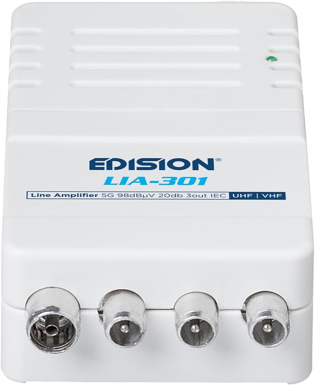 EDISION LIA-301 Hausanschlussverstärker UHF/VHF, 5-20db, 98dBmV, Frequenzbereich 47-694Mhz, geeignet