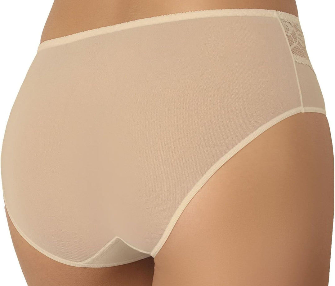 Teyli Damen Slip Taillenslip Hohe Taille Mesh mit Spitze Vida 3er Pack XS Beige, XS Beige