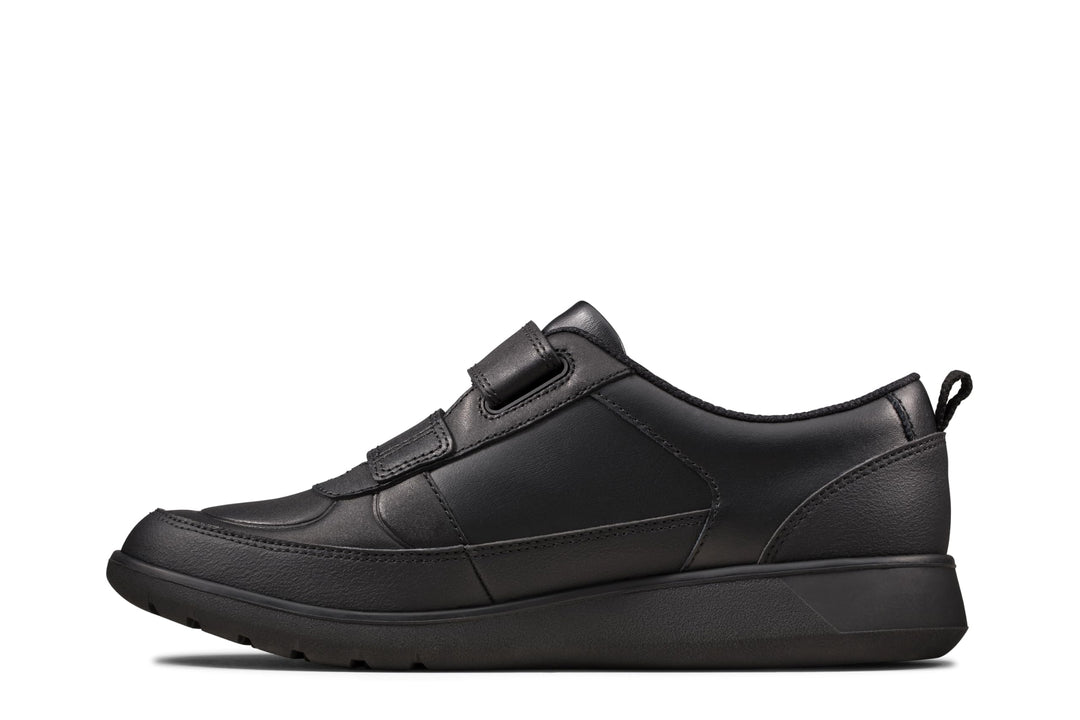 Clarks Jungen Scape Flare Y Uniform-Schuh 33 EU Weit Black Leather, 33 EU Weit Black Leather