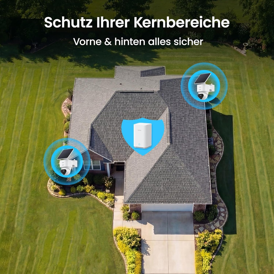aosu T2 Ultra 4K UHD Überwachungskamera Aussen Solar Akku für Neue aosuBase, 2 Cam-Kit, TrueColor Na