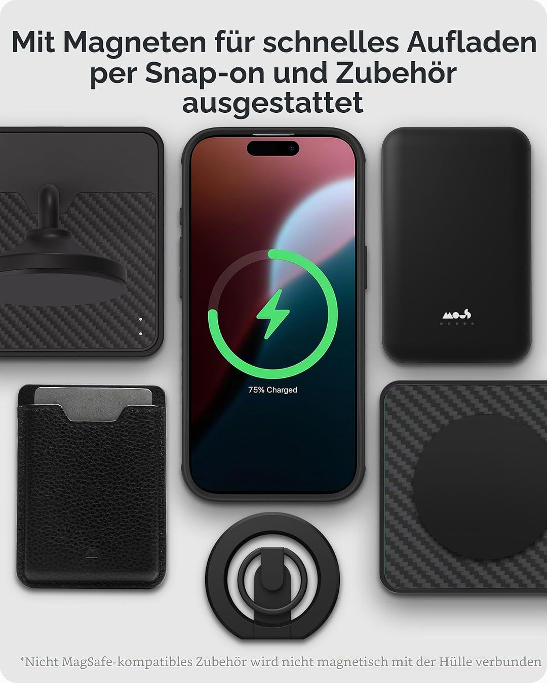 Mous Hülle für iPhone 16 MagSafe Kompatibel Case [Kamerasteuerung Cover] - Limitless 6.0 - Carbonfas