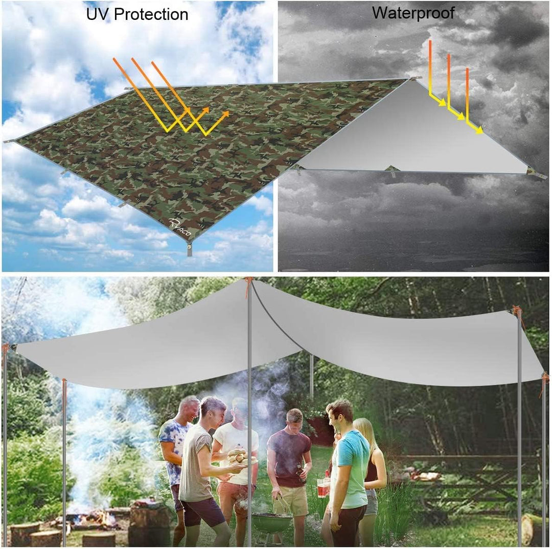RYACO Tarp 3x4 m Wasserdicht Zeltplane Ultraleicht mit ösen + 6 Erdnägel + 6 Seilen, Anti-UV Schnee