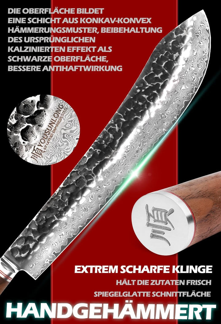 YOUSUNLONG Bull Nose Breaking Knife 356 mm (14 Zoll) Extra Länge Superscharfer gehämmerter Griff aus